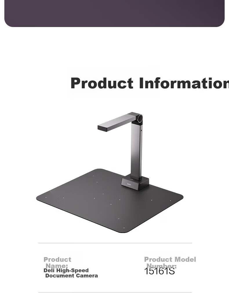 Deli 15161S Smart High-Speed Scanner A3 Size 16MP HD Real-Time Projection 8