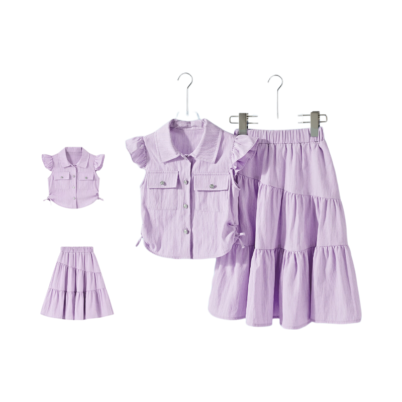 Disney Kids Summer Outfit Girls Summer Set 2026 New Stylish Children's Short Sleeve Top and Skirt Two-Piece Set
