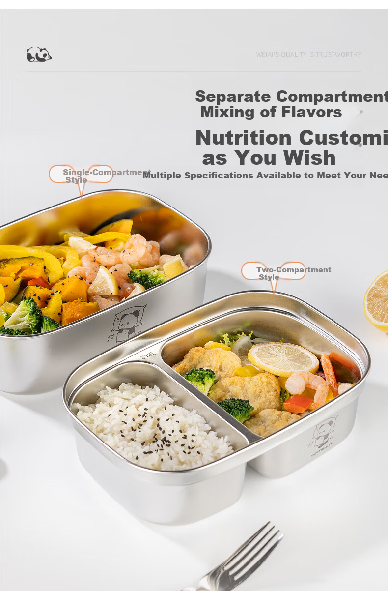 Newair 316 Stainless Steel Microwaveable Food-Grade Divided Lunch Box for Students and Office Workers 4