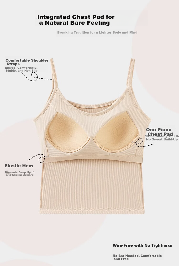 MiiOW Women's Camisole Tank Top with Built-In Bra Pads, Spring And Summer White Backless Bralette, Inner Wear Or Outerwear 9