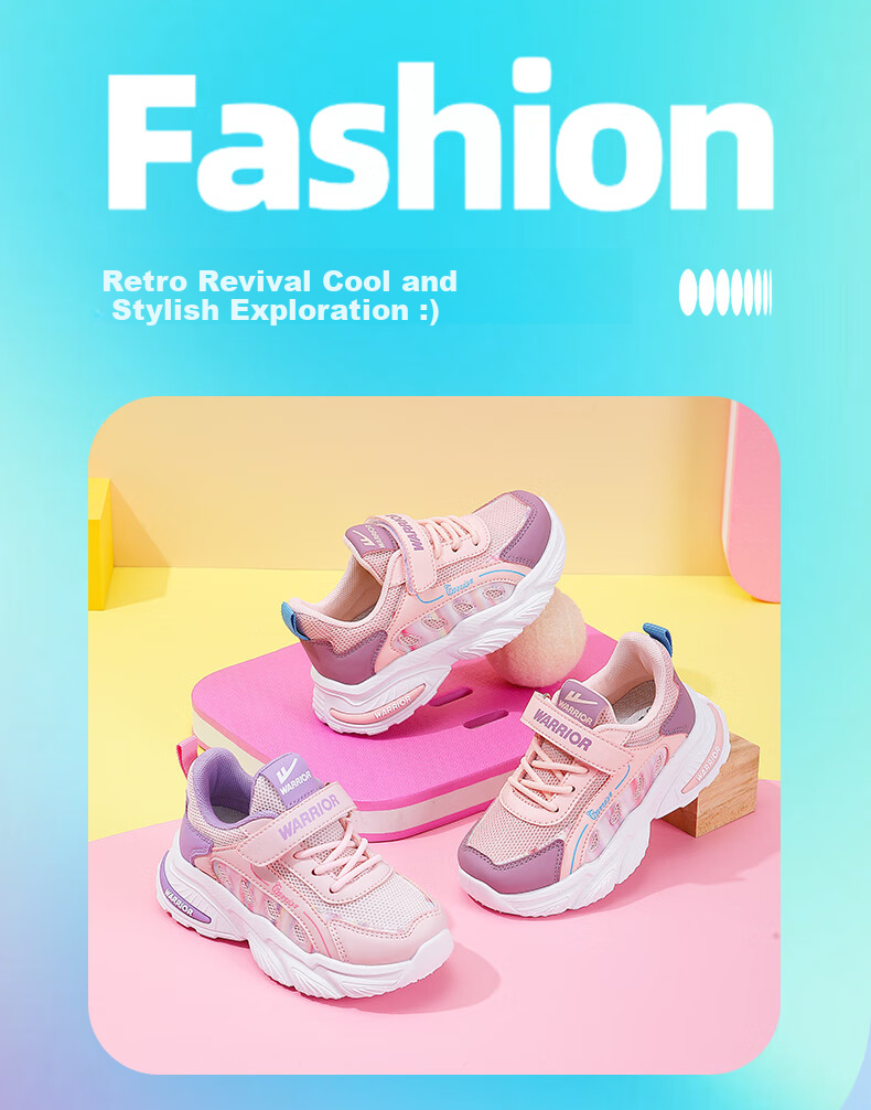 Warrior Kids Girls Running Shoes Spring Autumn Mesh Breathable Children's Sports Shoes WZ-0382 Light Pink/Light Purple Size 27 1