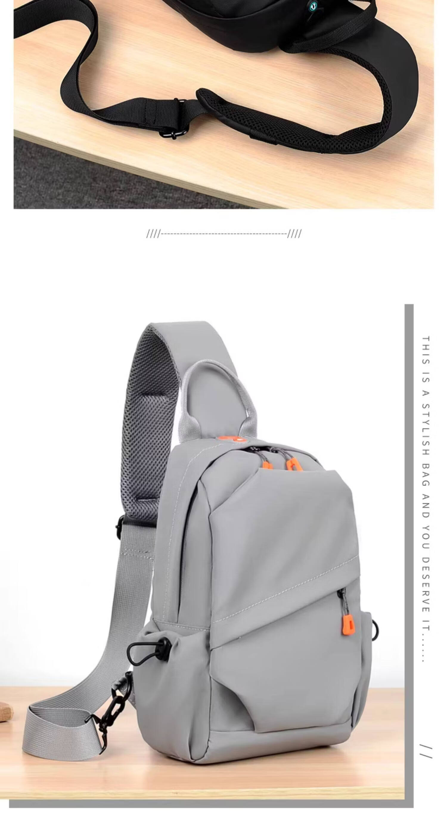 Warrior Men's Crossbody Bag 26L Large Capacity New Shoulder Bag Multifunctional Water-Resistant Small Backpack for Commuting and Outdoor Use 19