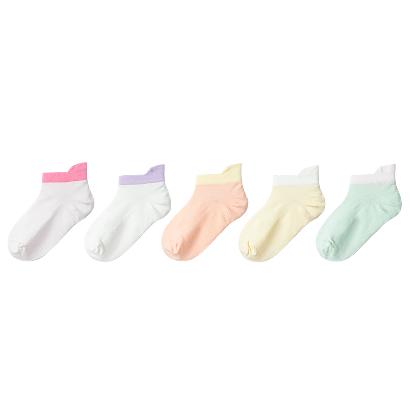 Balabala Kids Socks Summer New Mesh Breathable Boys and Girls Short Socks Soft Cotton Elastic Comfortable 5 Pairs Pack