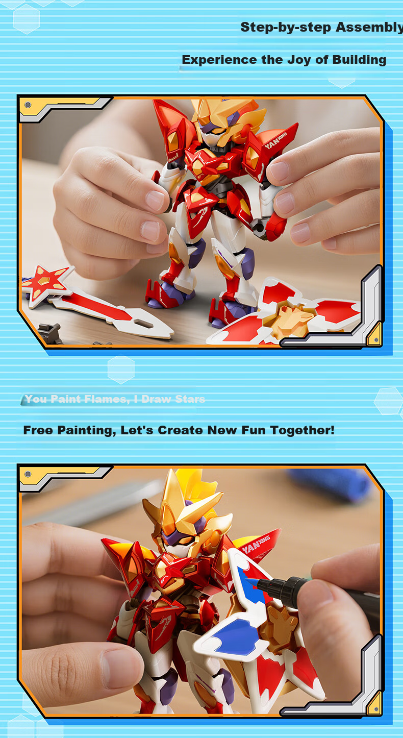 Modon Core Battle Assembly Blind Box Series 1 Q-Version Articulated Joint Building Block Mecha Toy Full Box Set 7