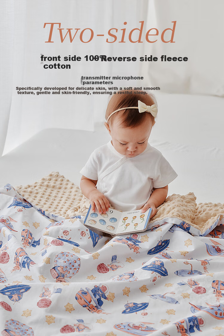YEEHOO A-Class Baby and Child Cotton Comfort Bean Velvet Blanket Double-Sided Detachable Quilt Cover Play Town 100*120cm 3