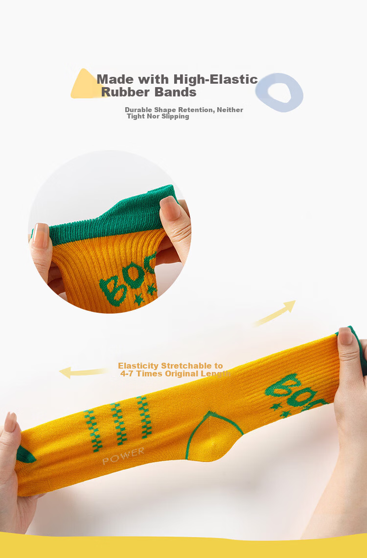 Caramella Kids Socks Spring Summer Cotton Boys Mid-Calf Socks with Heel Tab Non-Slip Breathable Sports Socks 4
