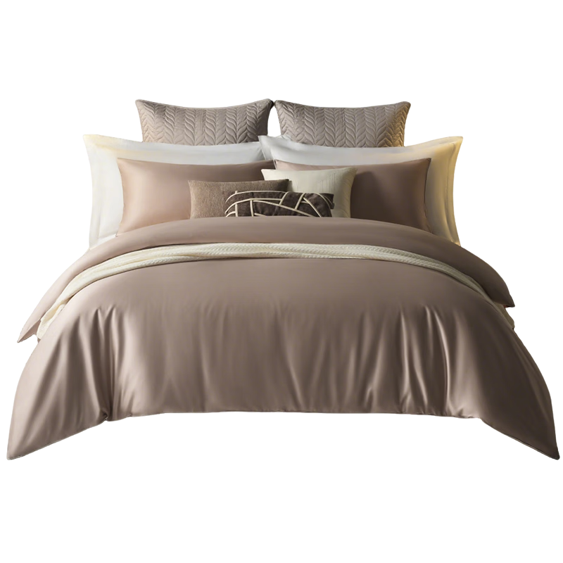 Canasin Egyptian Cotton Luxurious Four-Piece Bedding Set, 100% Pure Cotton Sateen Duvet Cover Bedding, Soft Mist Pink, for 1.8-Meter Bed