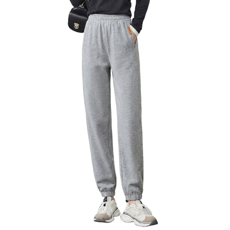 Chushen Women's Casual Pants with Elastic Waist, Versatile Slimming Effect, Pockets, Casual Tapered Leg Sweatpants Sports Pants S143K2006