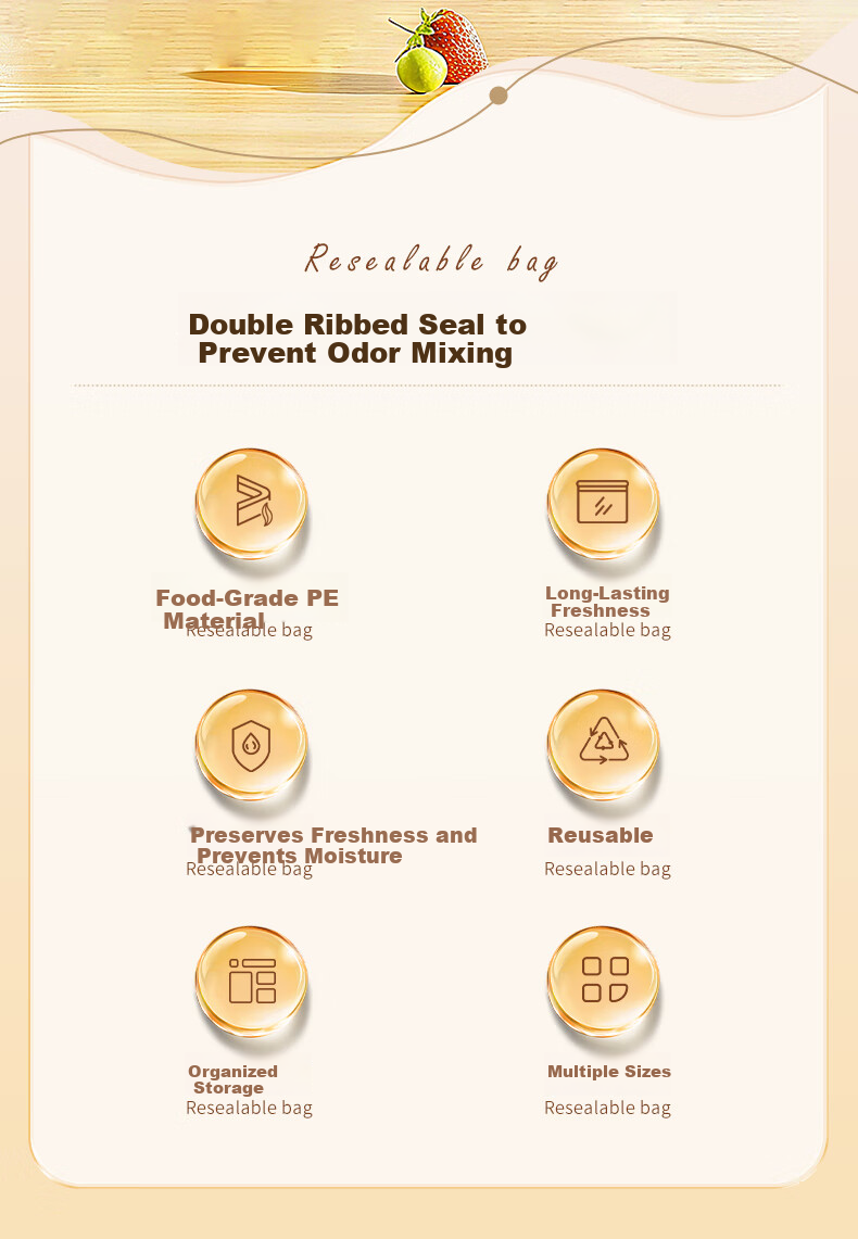 Qingjie Jia Food Sealing Bags Refrigerator Food Storage Fresh-Keeping Bags Small Medium Large Combo 110 Pieces 2