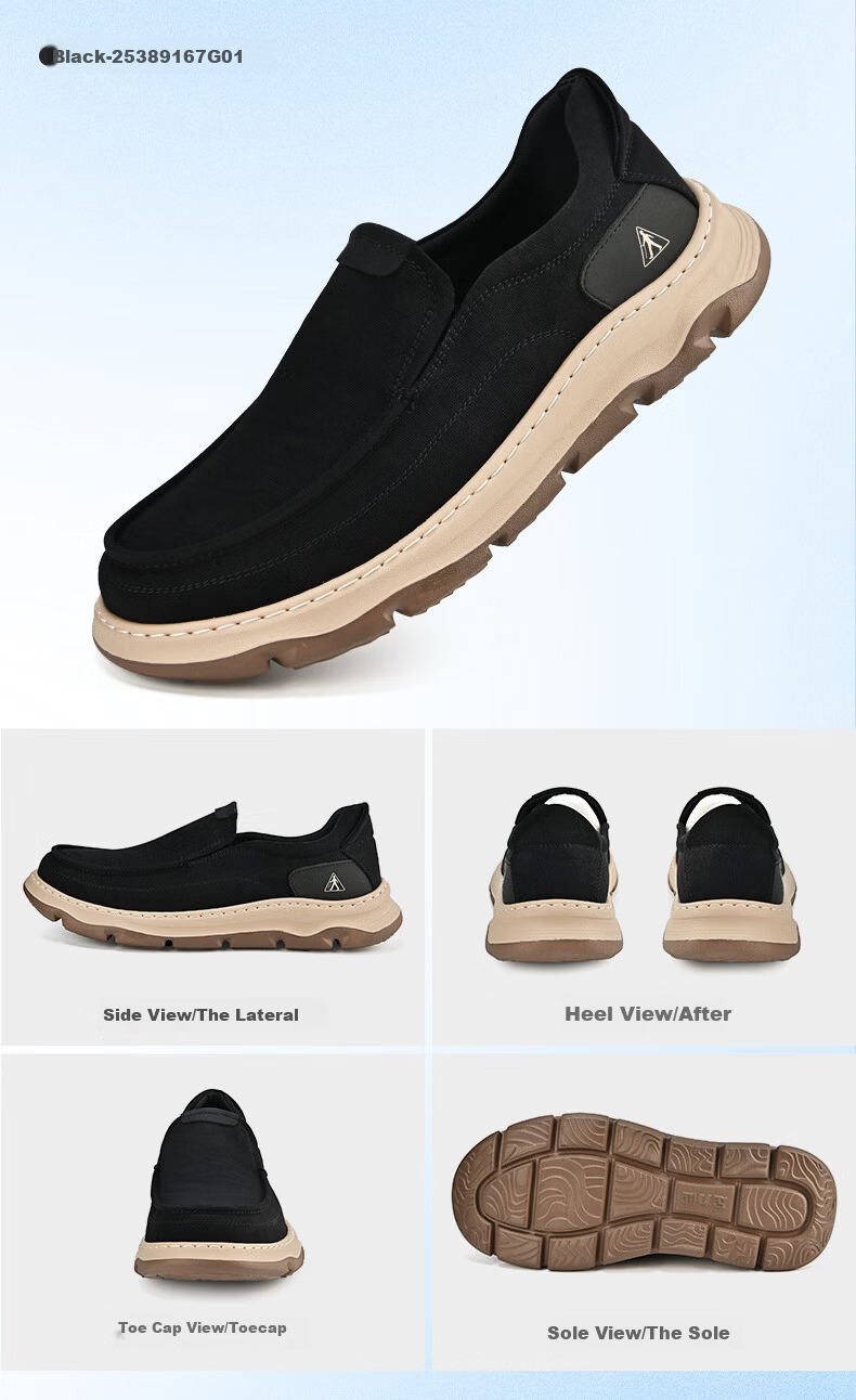 Zulijian Men's Slip-On Cloth Shoes Dad Shoes Middle-Aged and Elderly Soft Sole Lightweight Walking Shoes 9167 Black Size 44 5