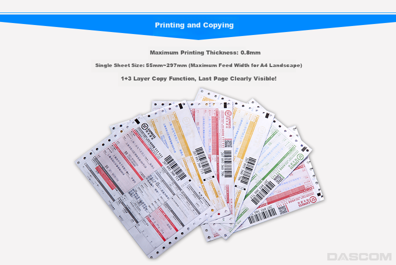 Dascom AR-460F 82-Column Dot Matrix Printer Front and Rear Paper Feed Continuous Printing 1+3 Part Chain Paper Flat Push Receipt Printer 8
