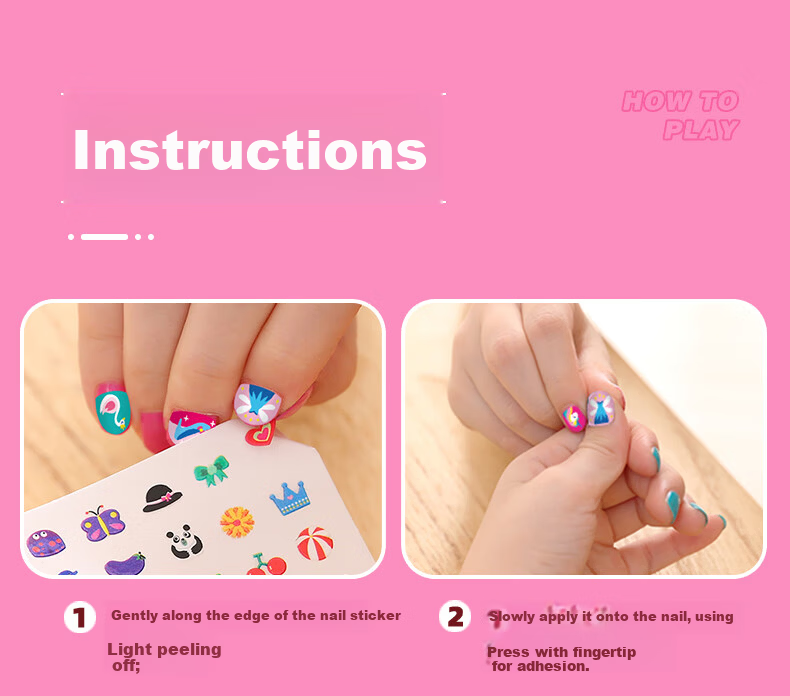 SAALIN Children's Cartoon Nail Stickers Nail Polish Set Waterproof Safe Peelable Princess Girl Toy Gift 13