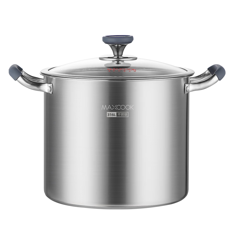 MAXCOOK 316L Stainless Steel Soup Pot 30cm Multi-Layer Bottom Stockpot Compatible with Gas and Induction Cooktops MCT2028