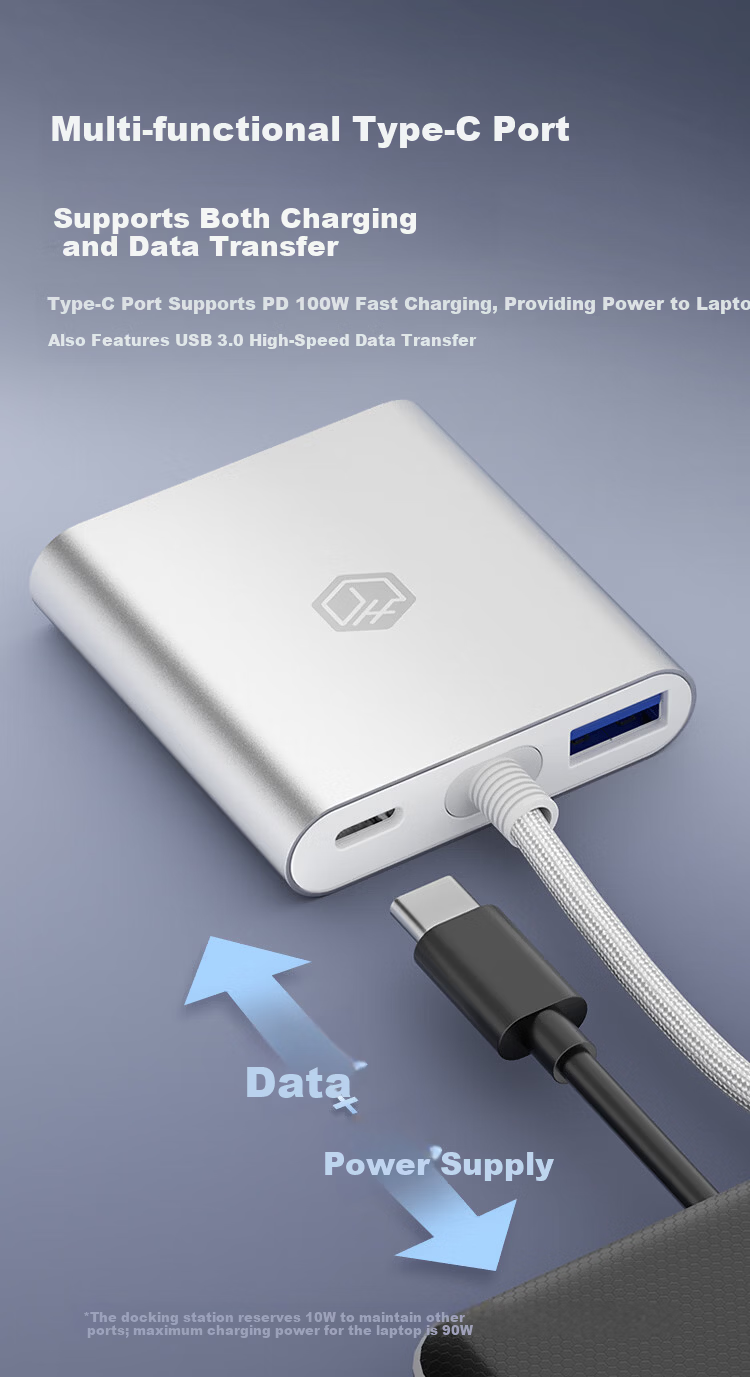 JD Jingzao 4-in-1 Type-C Hub HDMI USB 3.0 PD Adapter for MacBook iPhone Projector USB-C Splitter Dock 6