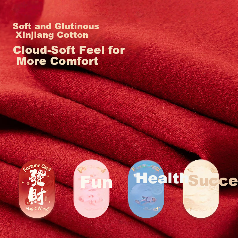 Herbal Original Pure Cotton Autumn Thermal Underwear Set for Women, Year of the Horse Warm Innerwear, Socks Gift Box, Wedding Qiji Red