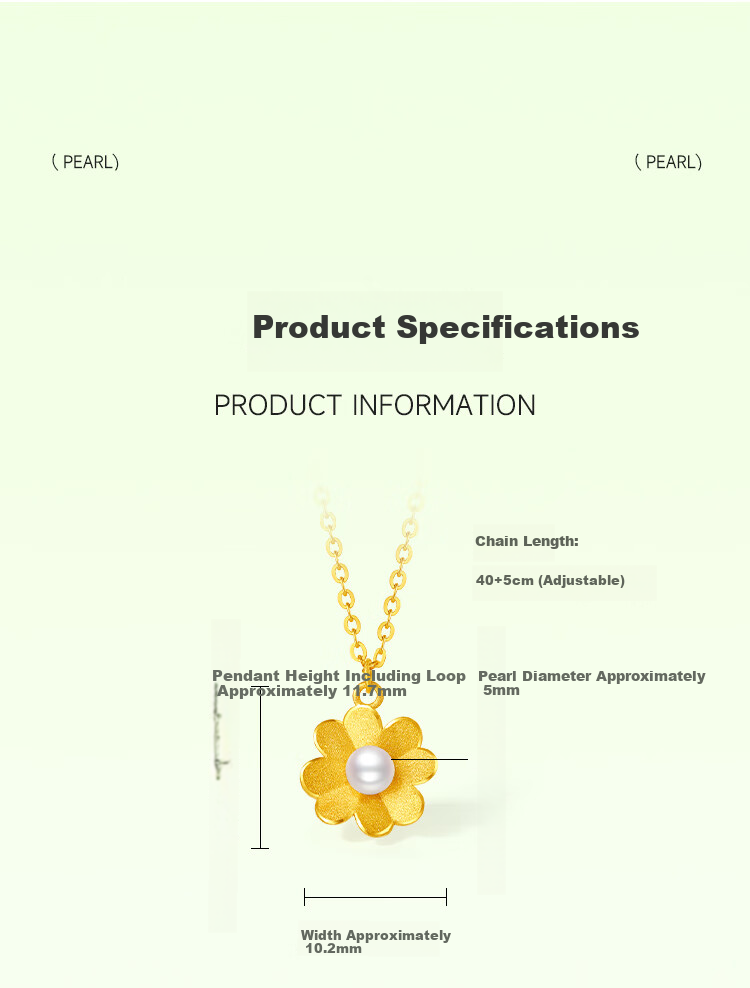 ZLF Garden Party Gold Necklace for Women with Pearl Pendant Women's Day Gift X0613050 Approx. 3.67g 40+5cm 10