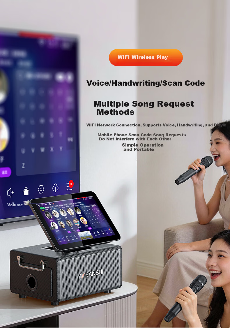 SANSUI Q8 Three-Year Membership Edition Home KTV Sound System Outdoor Portable Square Dance Bluetooth Speaker with Display Home Karaoke Machine All-in-One Instrument Speaker 9