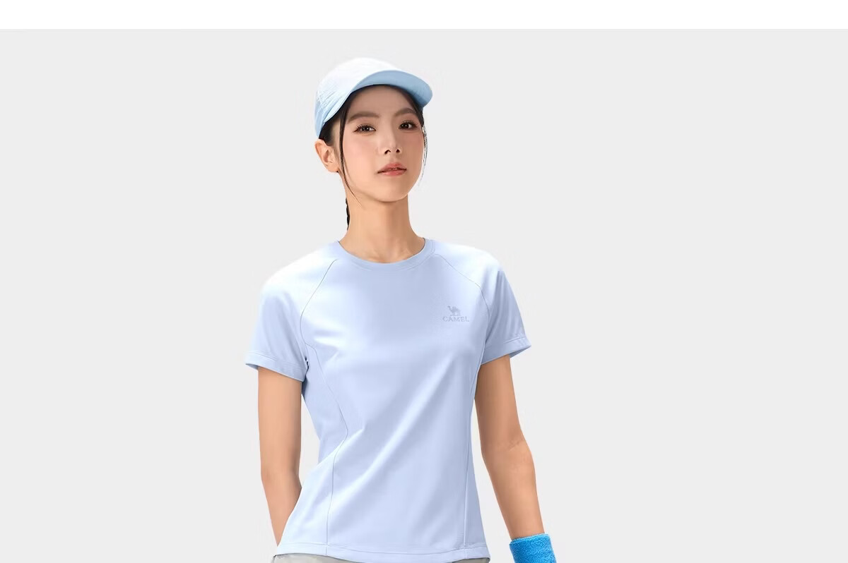 CAMEL [Toray Fabric] Outdoor Quick-Dry T-Shirt Women 2026 Spring Summer Short Sleeve Stretch Breathable Sweat-Absorbing Sports Top Men 8090 25