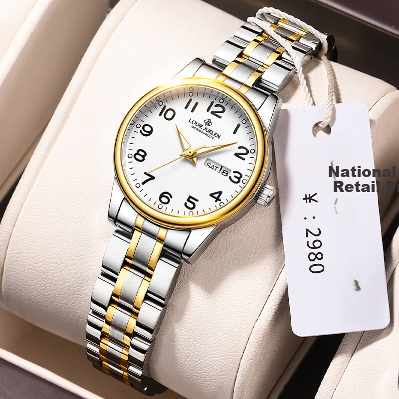 GEORGCOUNT Men's Watch Large Number Waterproof Luminous Quartz Watch for Middle-aged and Elderly Dad and Mom Women