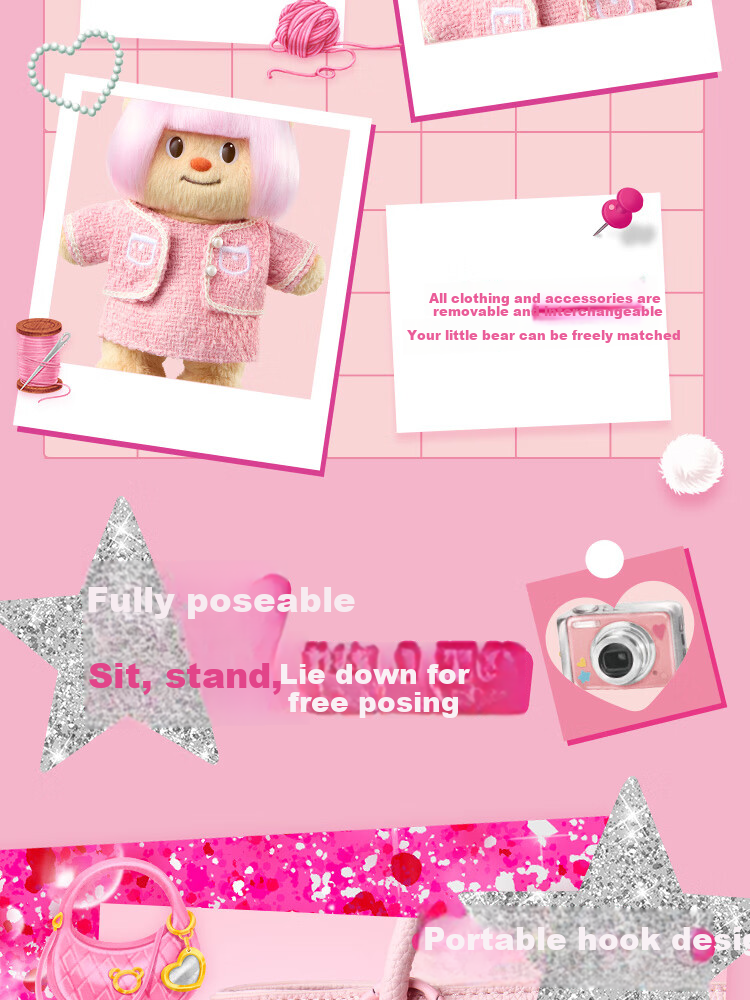 X11 SPACE Butter Bear OOTD Dress-up PVC Keychain Plush Single Blind Box Gift Doll Figurine Display 13