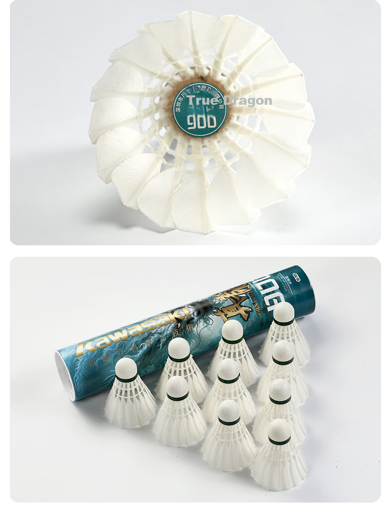 Kawasaki Badminton Shuttlecocks, True Dragon 800, Stable And Durable, for Advanced Competition And Training, Pack of 12 14