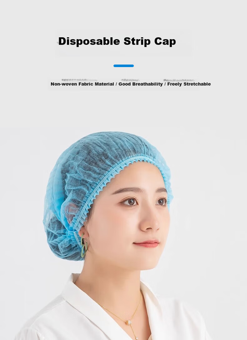 Huadun Disposable Head Cover Cap Mesh Cap Non-woven Dust-free Cap Catering Kitchen Dustproof Isolation Cap Blue 100pcs 1