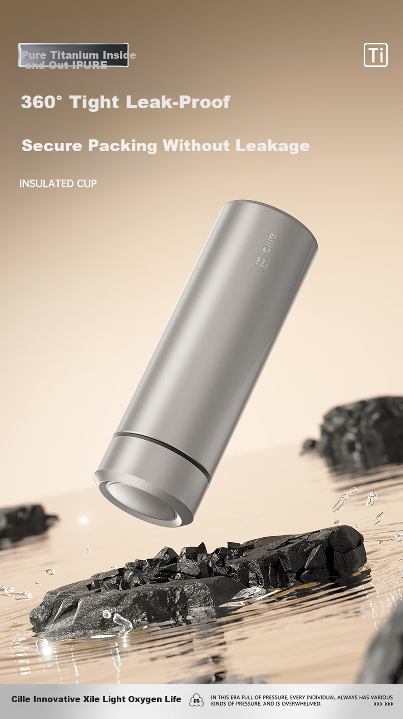 Xile Pure Titanium Insulated Tea Water Bottle with Tea Separation, Titanium Cup for Men, High-End Business Gift for Elders, Steeping Tea Cup 10