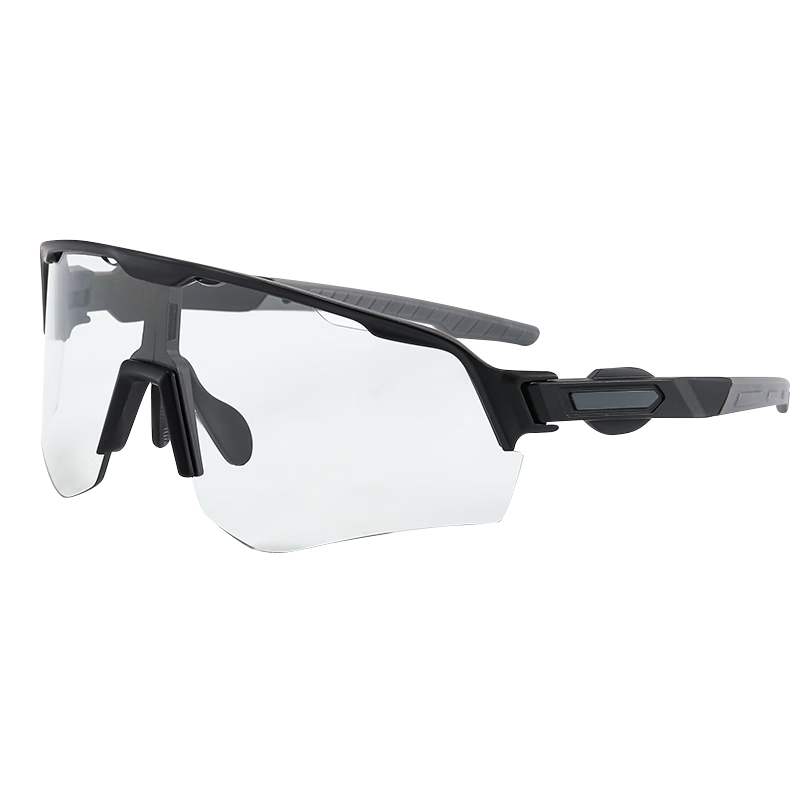 40,000km Cycling Glasses Windproof Photochromic Day and Night Use Road Bike Goggles Black Frame White to Gray