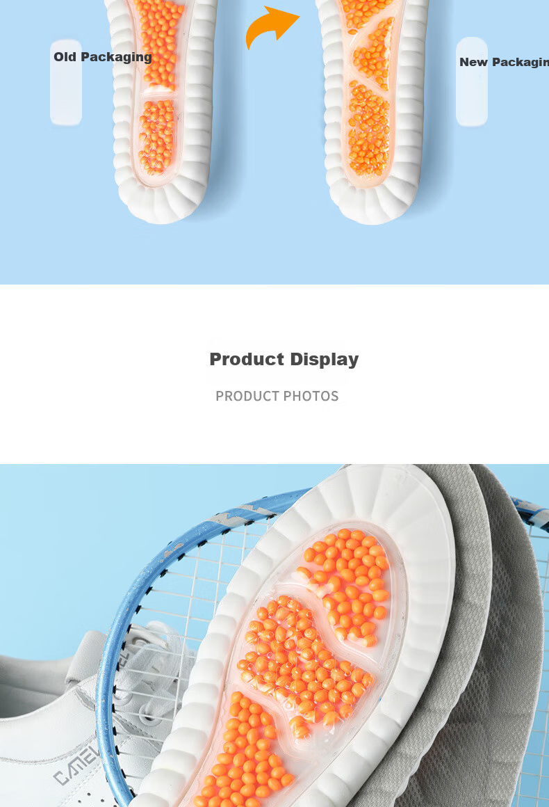 FOOTOPPO High-Elastic Air Cushion Sports Insoles for Men, Shock-Absorbing, Soft And Bouncy, Breathable, Long-Standing, Anti-Foot Pain, Ultra-Soft Basketball Insoles, Thickened 18