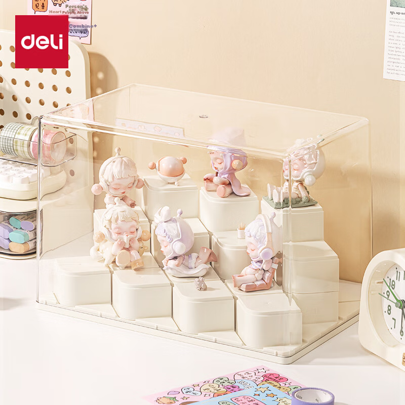 Deli Stage-style Blind Box Display Rack for 12 Units - Pop Mart Blind Box Cabinet and Figurine Storage Box