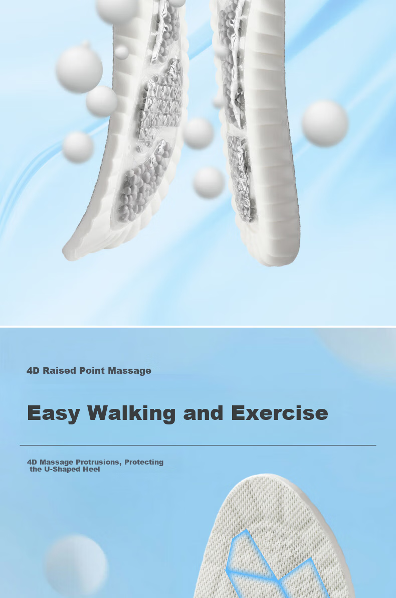 FOOTOPPO High-Elastic Air Cushion Sports Insoles for Men, Shock-Absorbing, Soft And Bouncy, Breathable, Long-Standing, Anti-Foot Pain, Ultra-Soft Basketball Insoles, Thickened 10