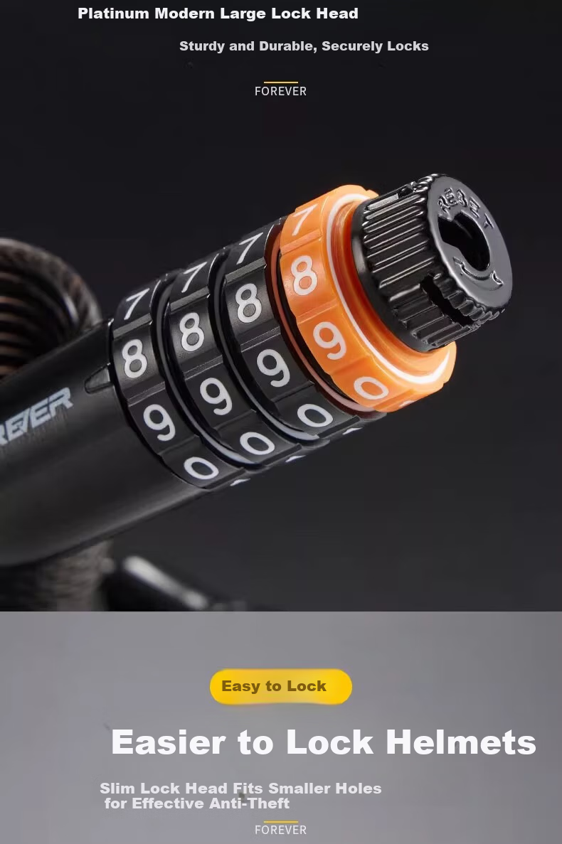 Forever Helmet Lock Bicycle Lock Electric Motorcycle Children's Combination Lock Mountain Road Bike Luggage Anti-theft Lock Black Pink 6