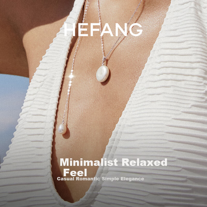 HEFANG Button Pearl Long Necklace Luxury Birthday Gift for Girlfriend Wife