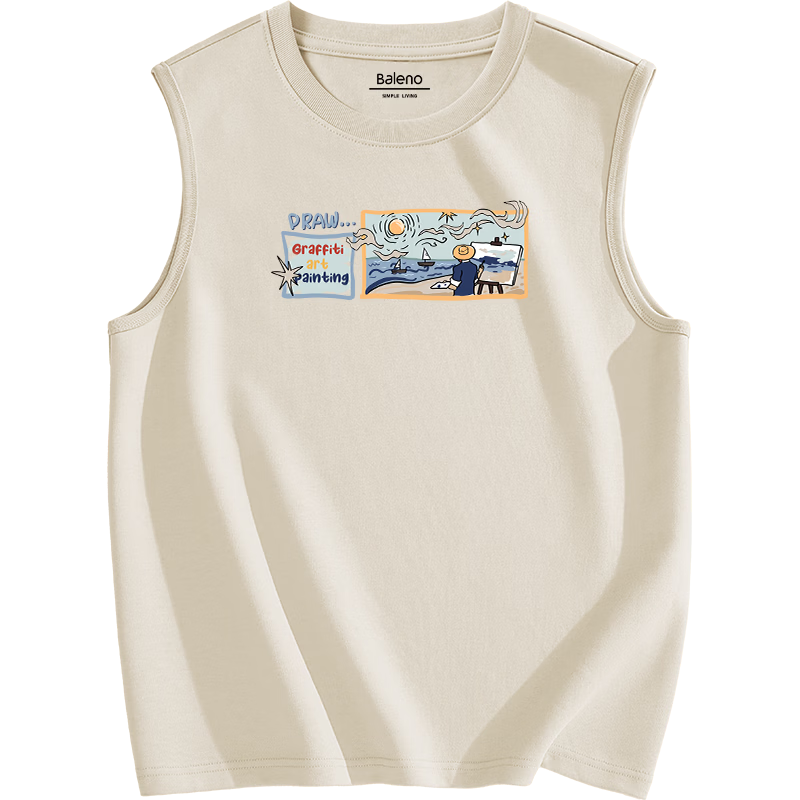 Baleno Cotton Men's Summer Vest Casual Fresh Sports Sleeveless Basic Simple Hong Kong Style Ins Versatile Trendy Men's Tank Top