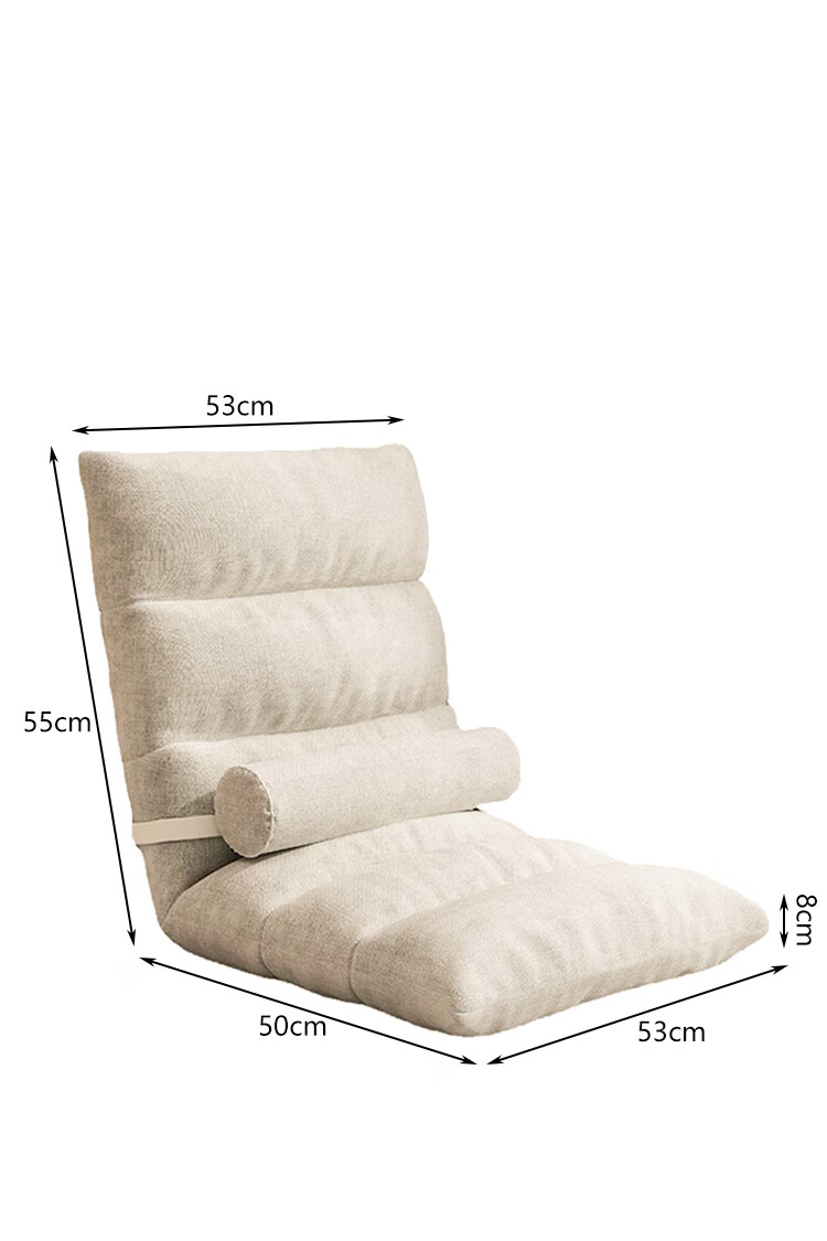 Warner New Lazy Sofa Bed Backrest Balcony Small Apartment Bay Window Chair Single Tatami LZ036 Beige Six-Grid Cotton Linen 12