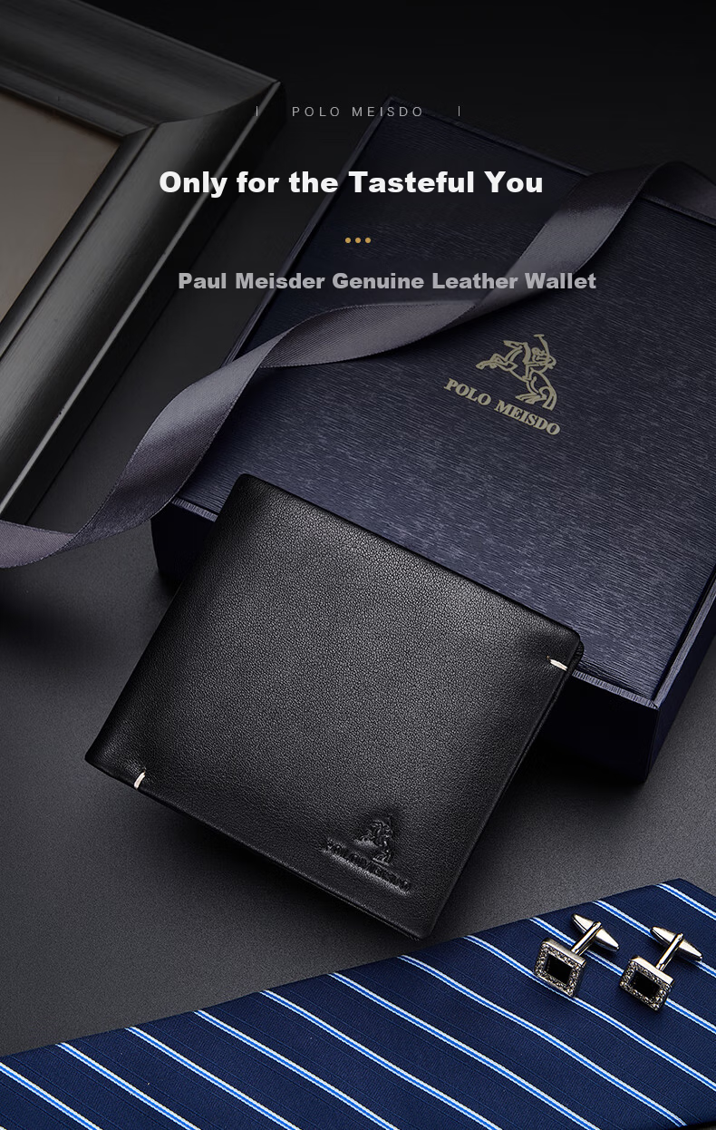 Paolo Mest Men's Genuine Leather Short Wallet Gift Box JD Self-operated Birthday New Year Gift for Boyfriend Husband Father 2