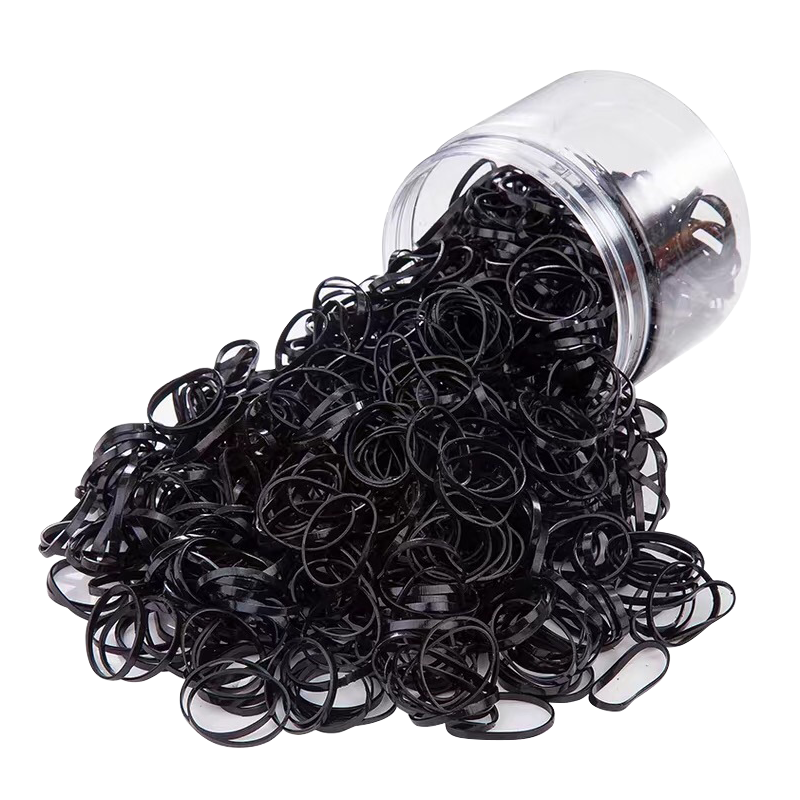 Chense Thickened Disposable High-Elasticity Hair Ties, Non-Damaging Hair Bands, Black, 500 Pieces, Rubber Bands with Leather Covers