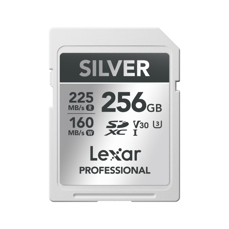 Lexar 256GB SD Memory Card, U3 V30, High-Speed SD Card for Canon Sony Fuji Nikon Cameras, Read 225MB/s, Write 160MB/s, 4K Ultra HD Recording, SD Silver Card