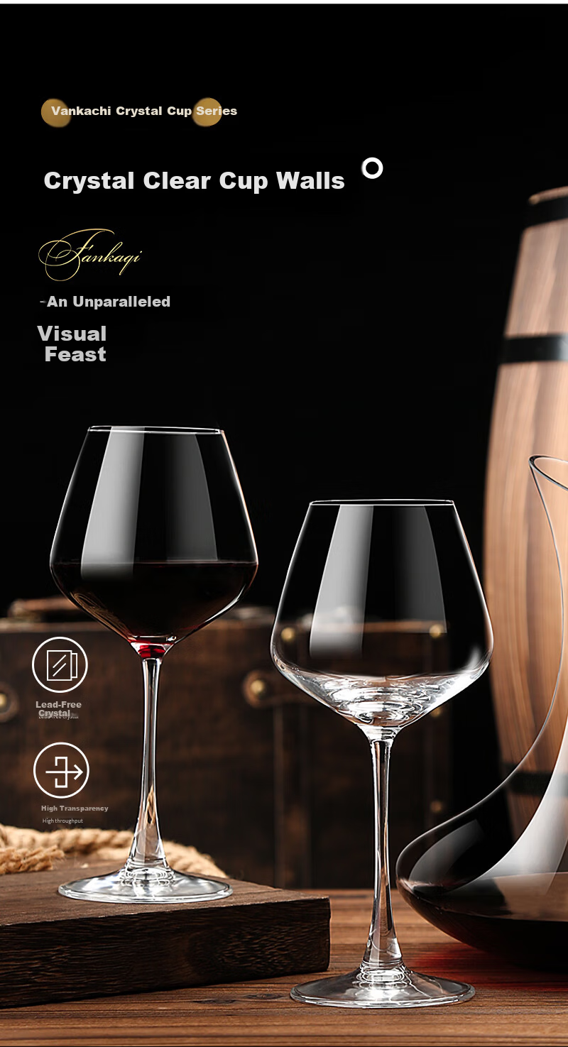 FANKAQI Luxury Crystal Wine Glass Set with Decanter for Housewarming and Wedding Gifts 6
