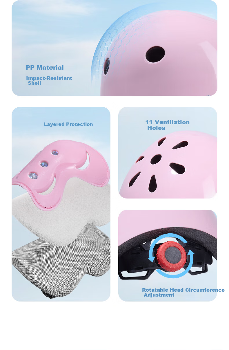 361° Kids Roller Skating Helmet and Protective Gear Set 7-Piece Blue for Bicycle, Mountain Bike, Skates, and Skateboard 3