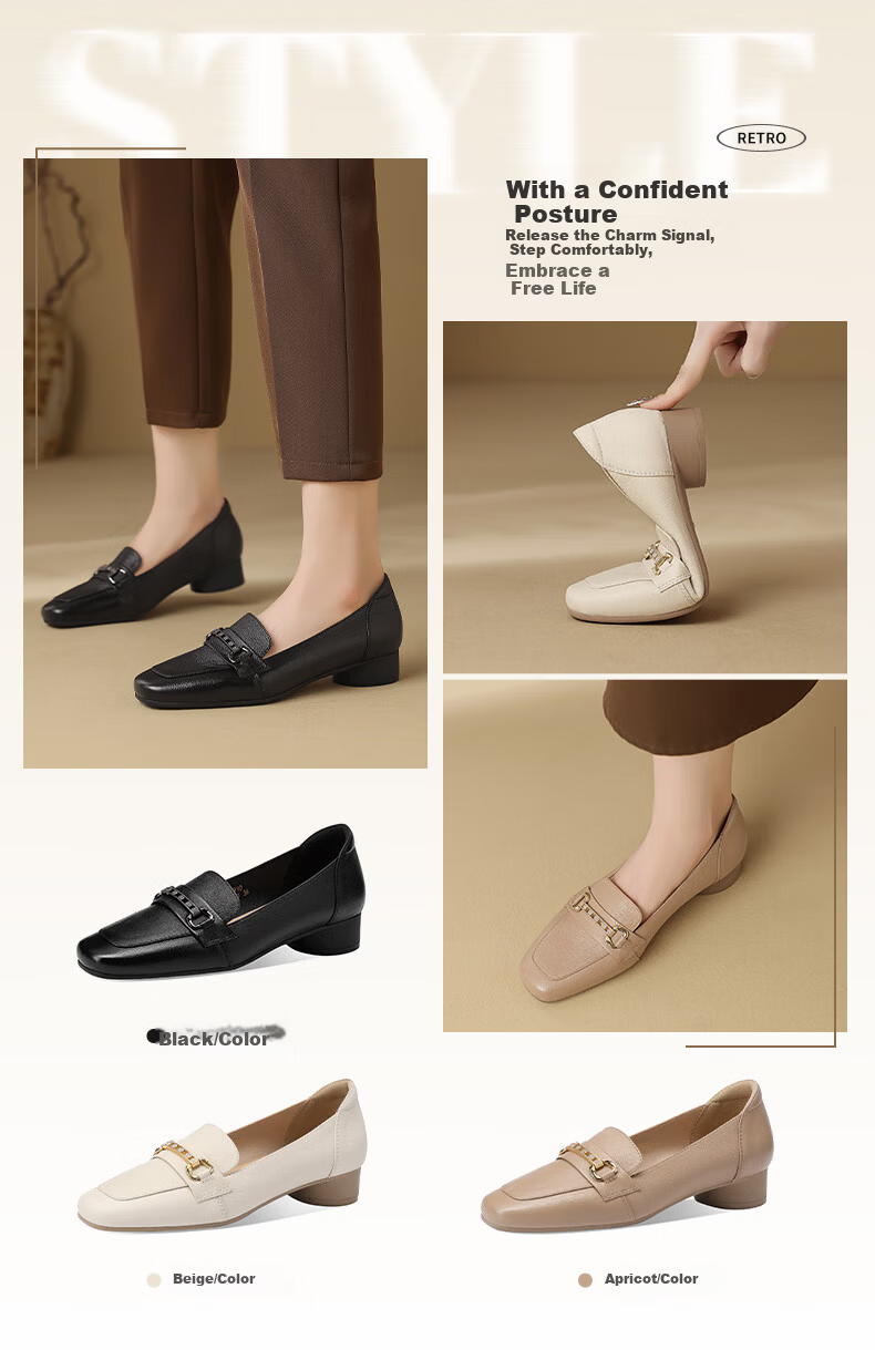 MULINSEN Women's Commuter Versatile Loafers Slip-On Mom Shoes Beige Size 40 3