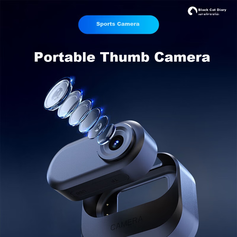 Black Cat Diary DM10 Thumb Camera Magnetic Cycling Recorder Sports Selfie HD Action Camera Electric Motorcycle Recorder Portable Pocket Vlog Camera 1