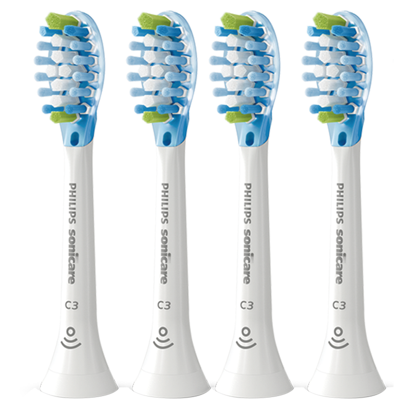 PHILIPS Electric Toothbrush Heads SmartClean C3 Clean Brush Type Official European Import Compatible with DiamondClean 7/7Pro/9/9Pro/AI Series Handles 4-Pack HX9044/85 White