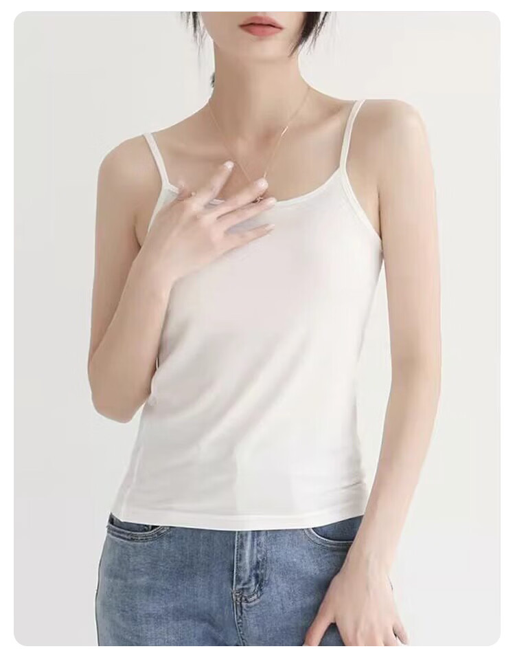 FitonTon Women's Modal 50S Breathable Skin-Friendly High Elastic Slim Fit Sleeveless Tank Top Summer Wearable White 2XL 13