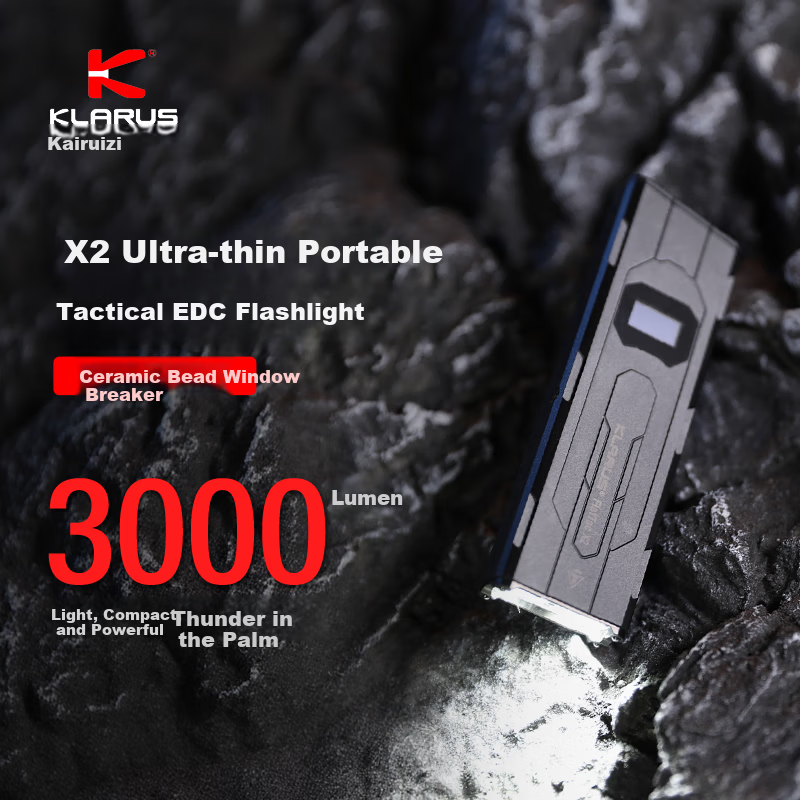 KLARUS X2 Ultra-Thin EDC Tactical High-Brightness Rechargeable Long-Lasting Outdoor Portable Multifunction Flashlight
