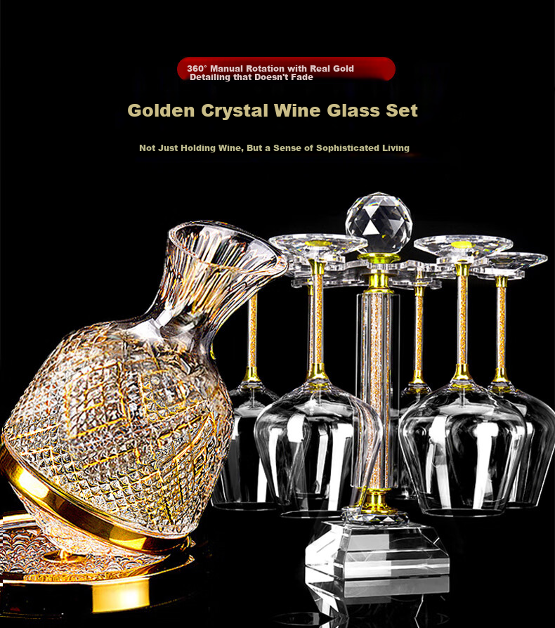 FANKAQI Luxury Crystal Wine Glass Set with Decanter High Stem Red Wine Glasses Gift for Housewarming Wedding Birthday 1
