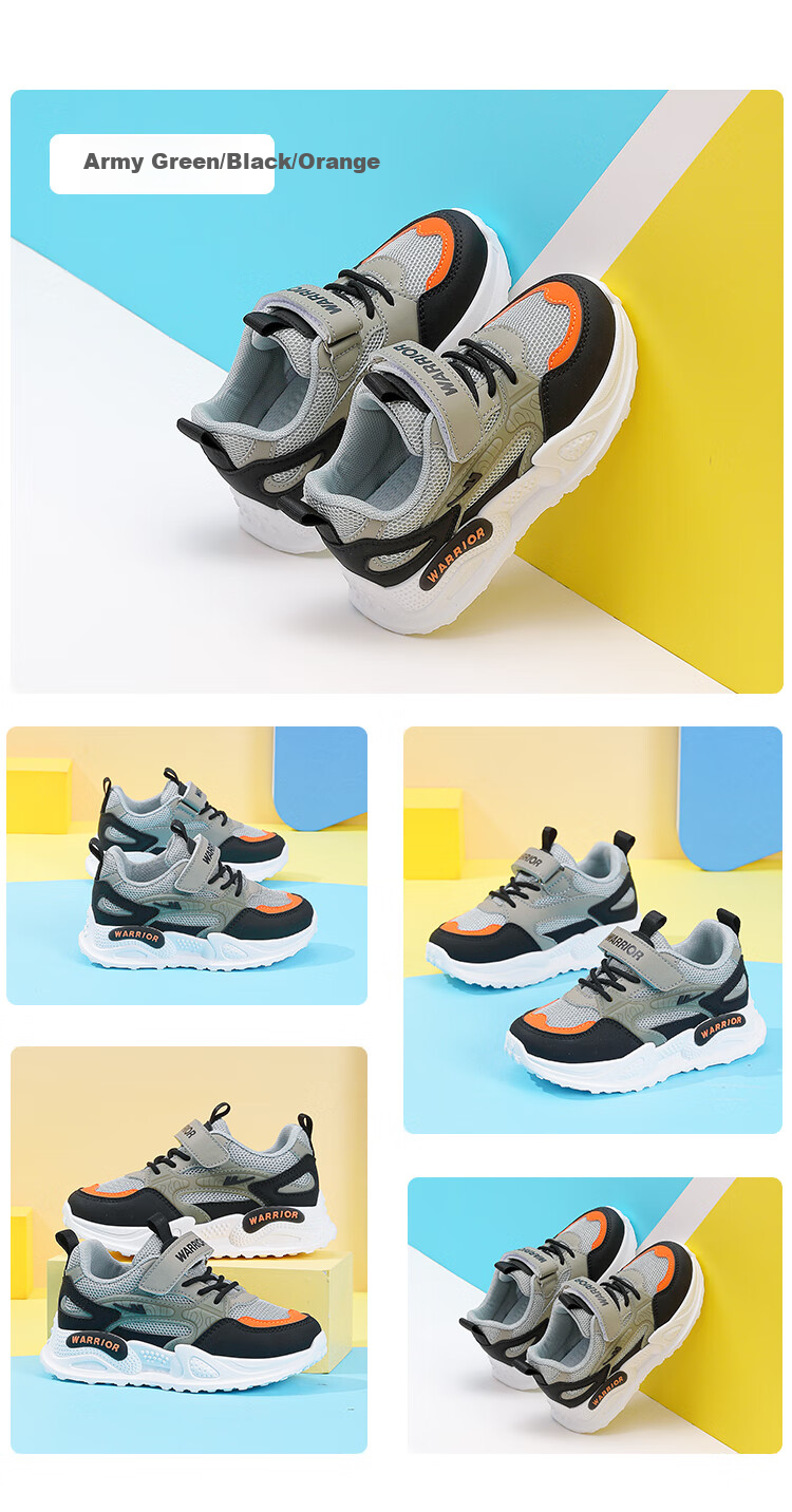 Warrior Kids Spring and Autumn Girls Sports Shoes Mesh Breathable Children's Running Shoes WZ(CL)-0676 Gray/Purple Size 38 4