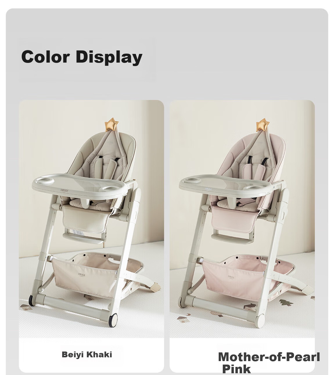 BEIE Baby High Chair Toddler Dining Chair Children's Growth Chair Infant Rocking Chair Royal Classic Without Basket 41