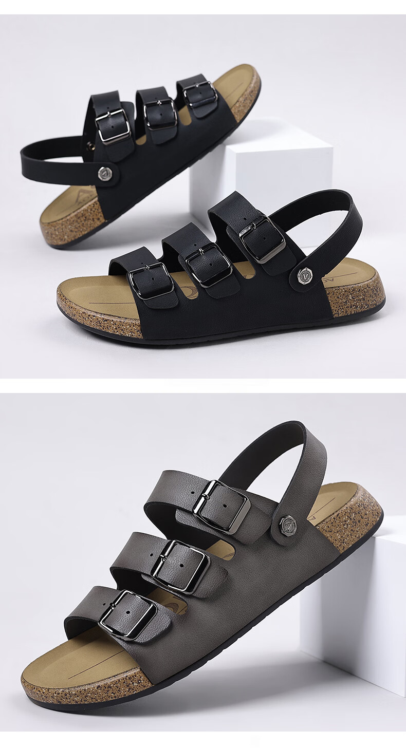 Aokang Summer Men's Casual Beach Sandals Black Size 42 24