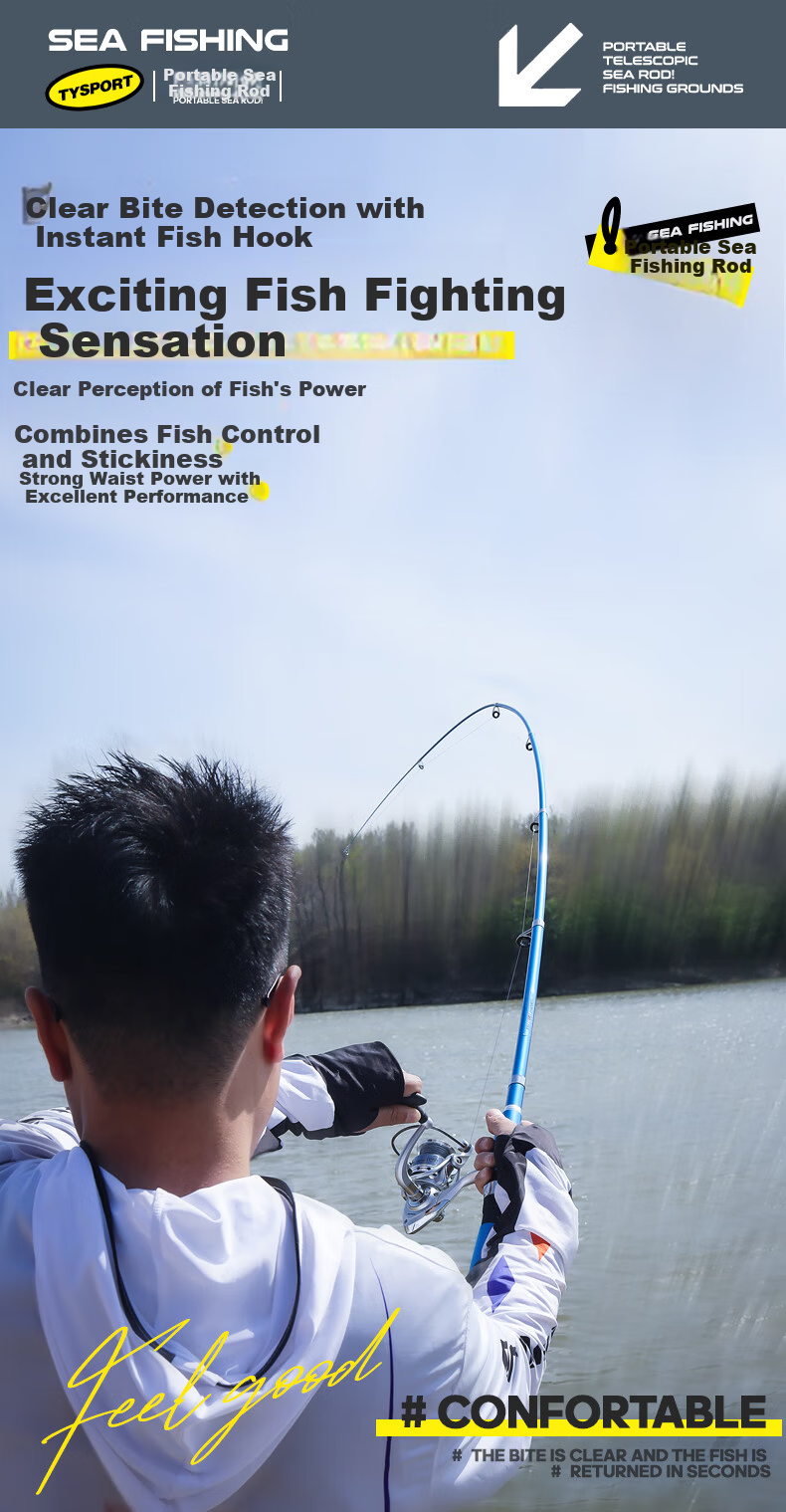 Taiyu 1.8m Sea Fishing Rod Set Long Casting Rod Spinning Reel Super Hard Smooth Fishing Pole 7